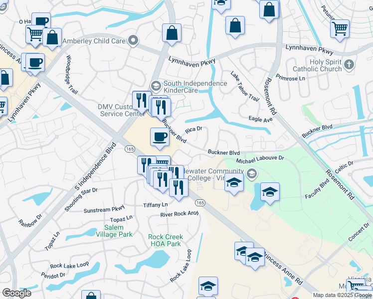 map of restaurants, bars, coffee shops, grocery stores, and more near 3857 Lasalle Drive in Virginia Beach