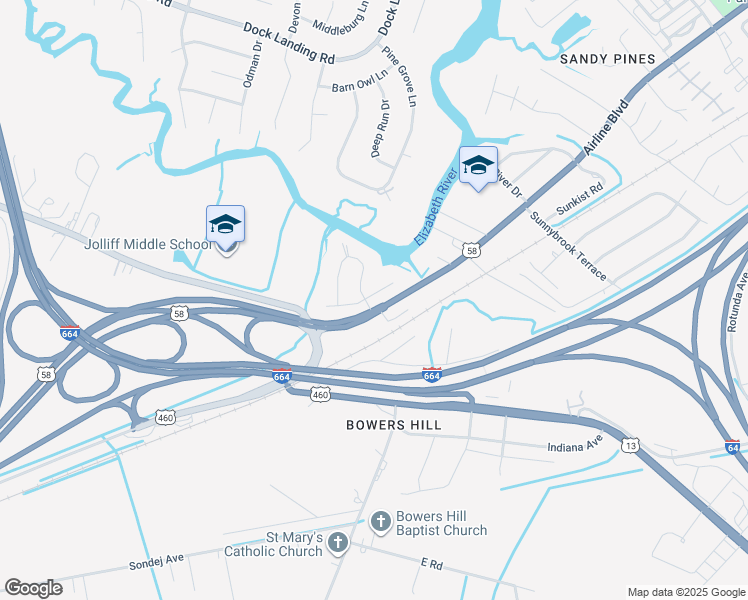 map of restaurants, bars, coffee shops, grocery stores, and more near 904 Flintfield Crescent in Chesapeake