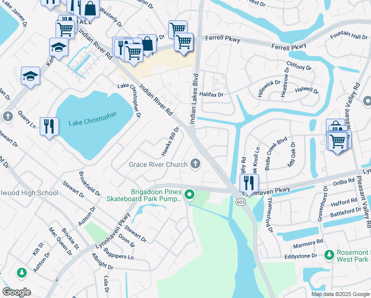 map of restaurants, bars, coffee shops, grocery stores, and more near 1601 Sinking Creek Drive in Virginia Beach