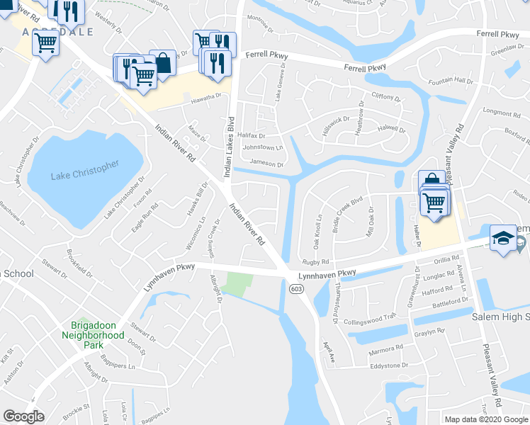 map of restaurants, bars, coffee shops, grocery stores, and more near 5217 Westhaven Crescent in Virginia Beach