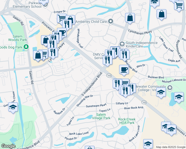 map of restaurants, bars, coffee shops, grocery stores, and more near 1733 Dromolin Drive in Virginia Beach