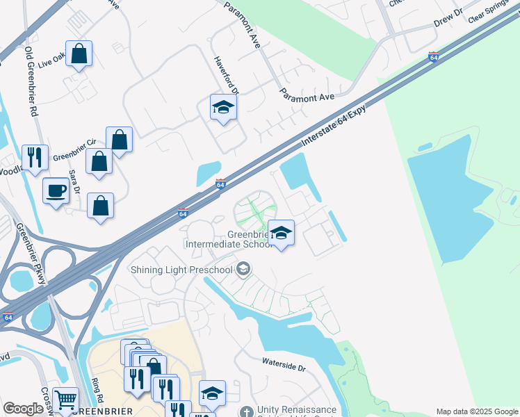 map of restaurants, bars, coffee shops, grocery stores, and more near 1903 Devonwood Common in Chesapeake