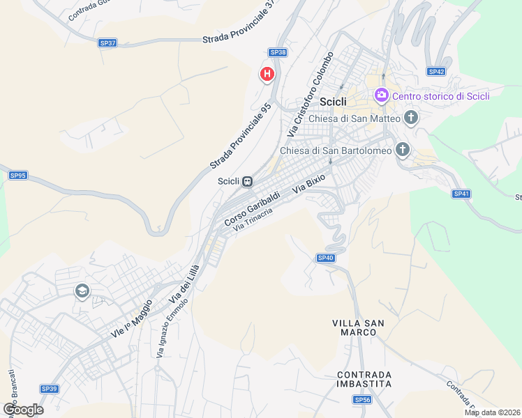 map of restaurants, bars, coffee shops, grocery stores, and more near 81 Via Alessandro Volta in Scicli