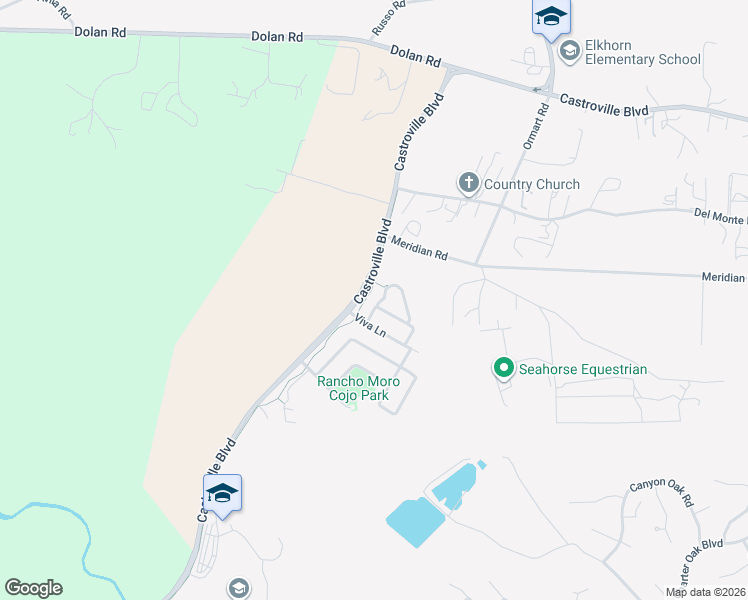 map of restaurants, bars, coffee shops, grocery stores, and more near 8811 Vista De Tierra Circle in Castroville