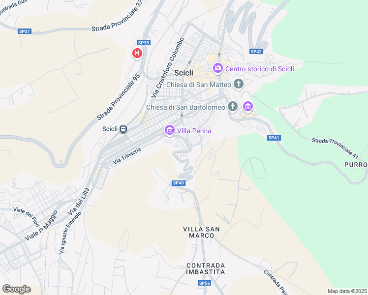 map of restaurants, bars, coffee shops, grocery stores, and more near 58/1 Via Stazzonai in Scicli