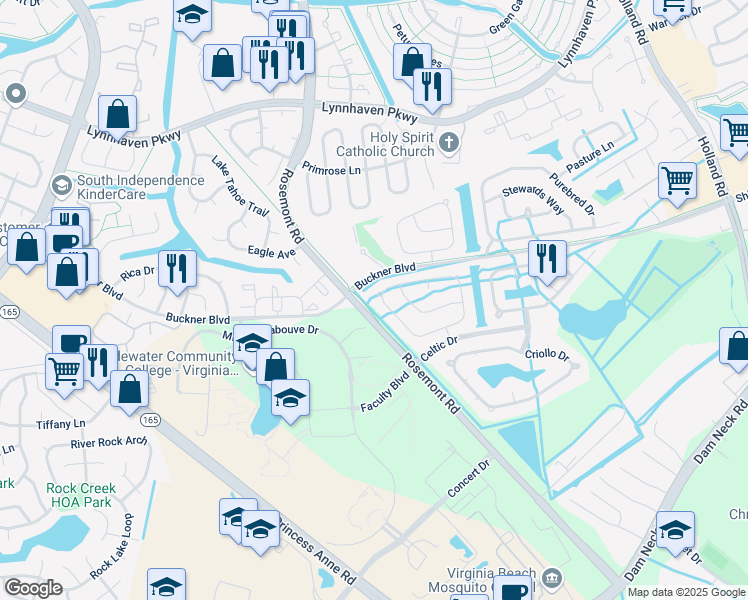map of restaurants, bars, coffee shops, grocery stores, and more near in Virginia Beach