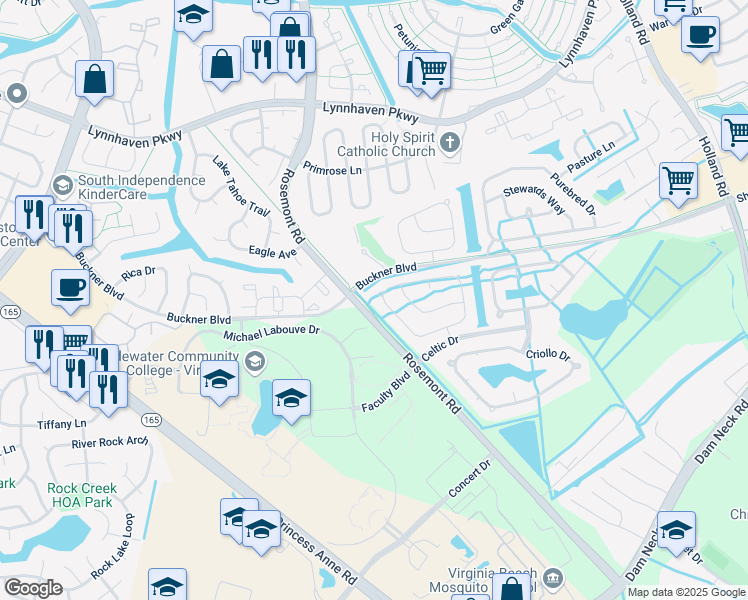 map of restaurants, bars, coffee shops, grocery stores, and more near in Virginia Beach