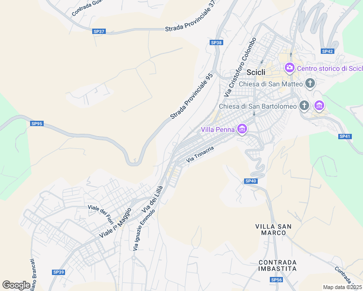 map of restaurants, bars, coffee shops, grocery stores, and more near 41 Via Topazio in Scicli