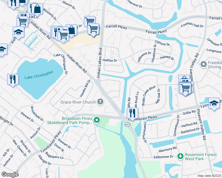 map of restaurants, bars, coffee shops, grocery stores, and more near 5226 Westhaven Crescent in Virginia Beach