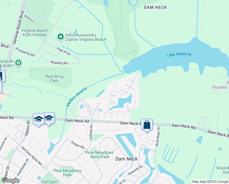 map of restaurants, bars, coffee shops, grocery stores, and more near 740 Alliance Drive in Virginia Beach