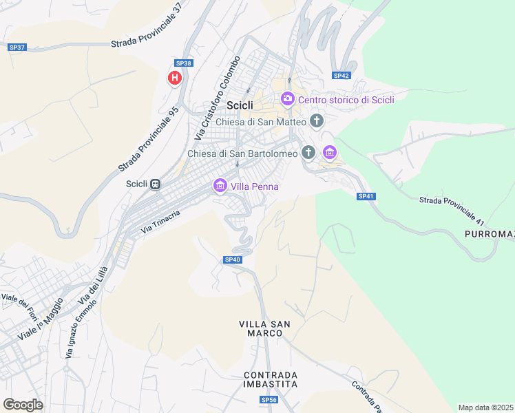 map of restaurants, bars, coffee shops, grocery stores, and more near 581 Via Stazzonai in Scicli