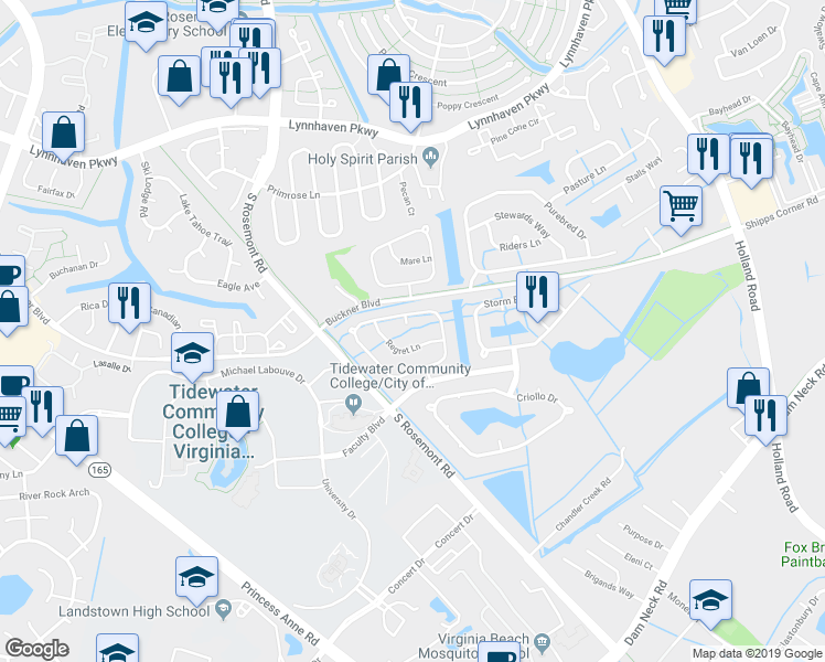 map of restaurants, bars, coffee shops, grocery stores, and more near 1508 Colt Court in Virginia Beach