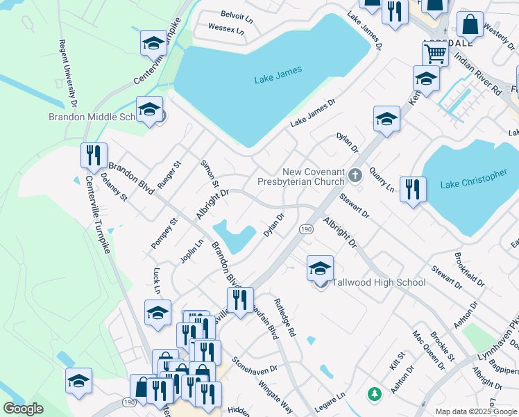 map of restaurants, bars, coffee shops, grocery stores, and more near 1648 Allman Court in Virginia Beach