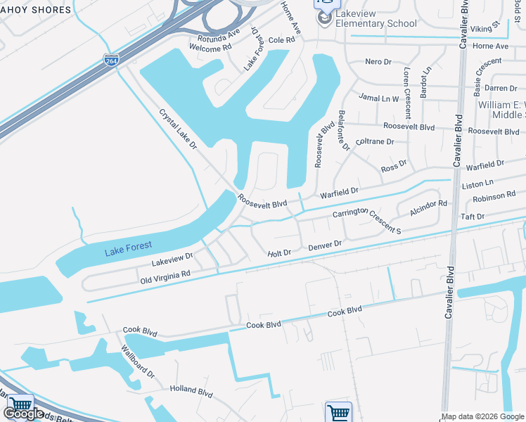 map of restaurants, bars, coffee shops, grocery stores, and more near 1409 Roosevelt Boulevard in Portsmouth