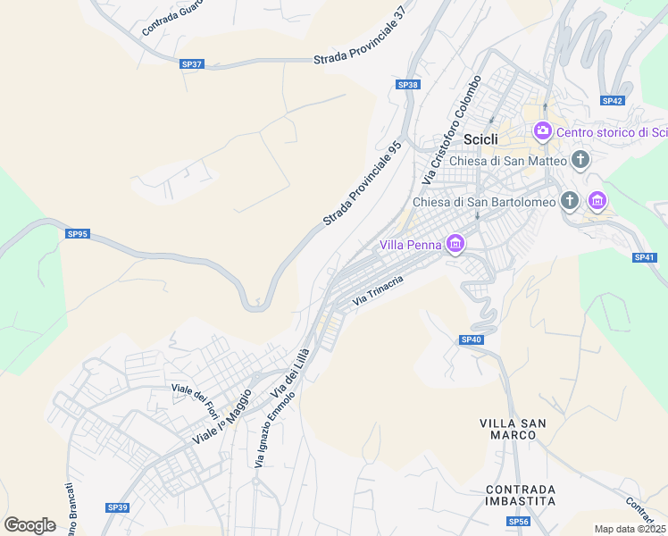 map of restaurants, bars, coffee shops, grocery stores, and more near 41 Via Topazio in Scicli
