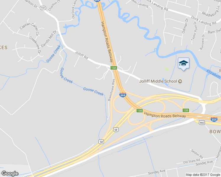 map of restaurants, bars, coffee shops, grocery stores, and more near 1444 Branchview Way in Chesapeake