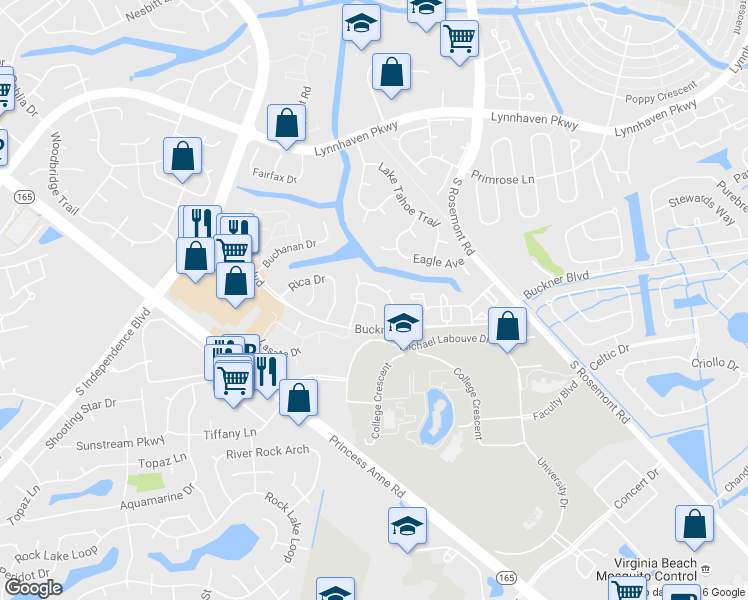 map of restaurants, bars, coffee shops, grocery stores, and more near 1414 Canadian Court in Virginia Beach