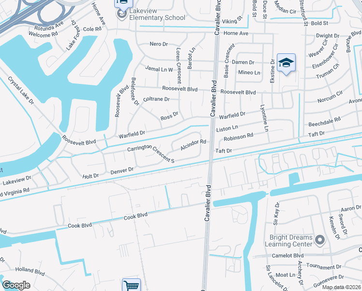 map of restaurants, bars, coffee shops, grocery stores, and more near 1118 Alcindor Road in Portsmouth