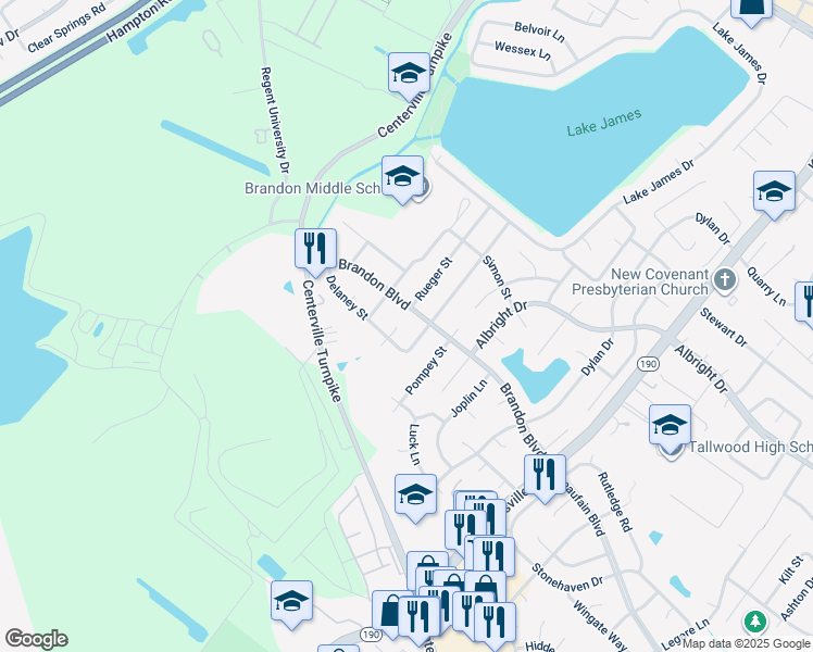 map of restaurants, bars, coffee shops, grocery stores, and more near 1802 Rich Court in Virginia Beach