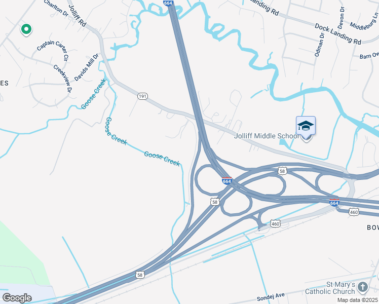 map of restaurants, bars, coffee shops, grocery stores, and more near 1444 Branchview Way in Chesapeake