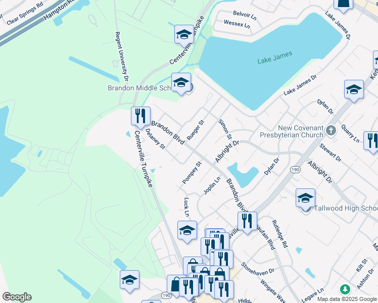 map of restaurants, bars, coffee shops, grocery stores, and more near 1802 Rich Court in Virginia Beach