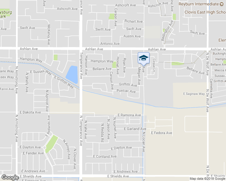 map of restaurants, bars, coffee shops, grocery stores, and more near 2746 Pontiac Avenue in Clovis