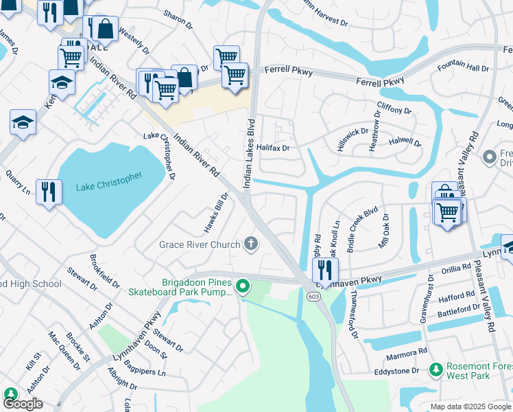 map of restaurants, bars, coffee shops, grocery stores, and more near 1633 Sudbury Court in Virginia Beach