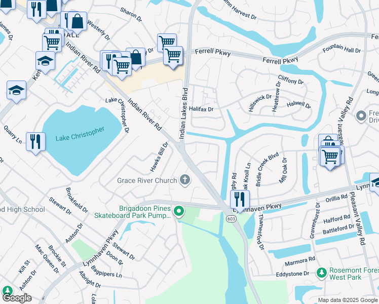 map of restaurants, bars, coffee shops, grocery stores, and more near 1633 Sudbury Court in Virginia Beach