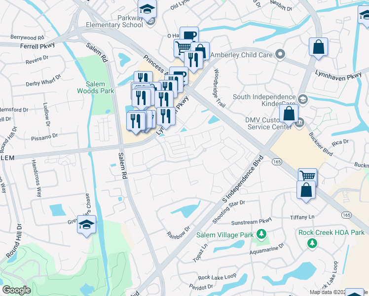 map of restaurants, bars, coffee shops, grocery stores, and more near Clarendon Way in Virginia Beach