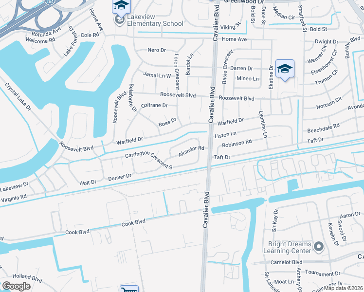 map of restaurants, bars, coffee shops, grocery stores, and more near 1118 Alcindor Road in Portsmouth