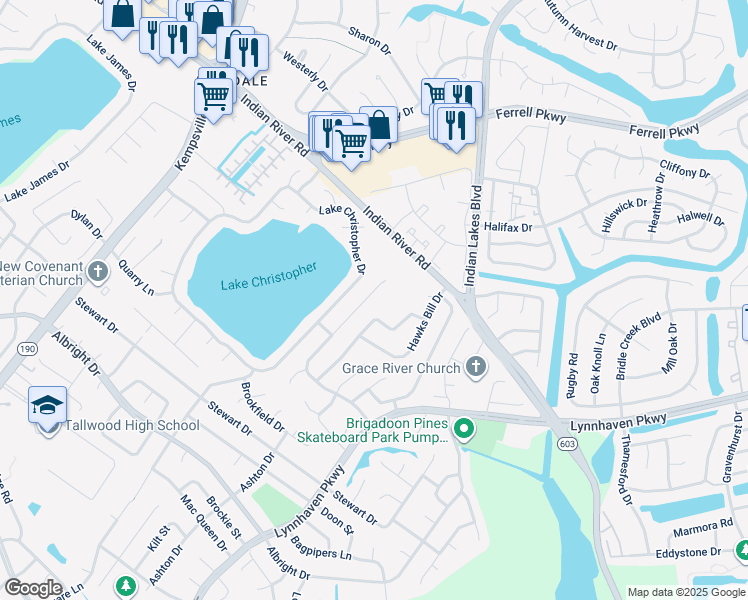 map of restaurants, bars, coffee shops, grocery stores, and more near 5232 Foxon Road in Virginia Beach