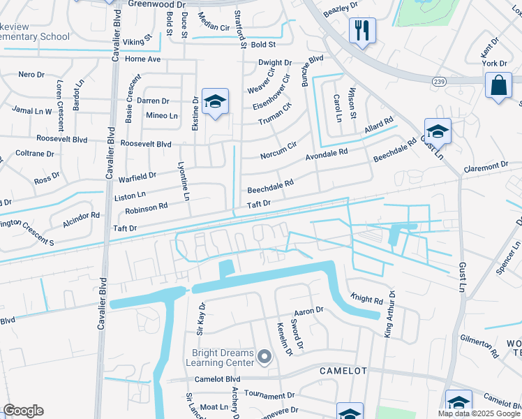 map of restaurants, bars, coffee shops, grocery stores, and more near 513 Taft Drive in Portsmouth