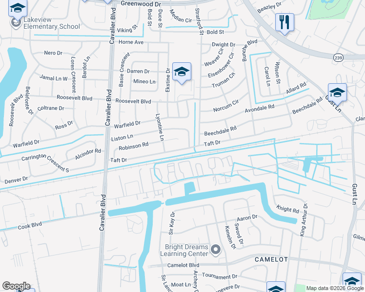map of restaurants, bars, coffee shops, grocery stores, and more near 811 Taft Drive in Portsmouth