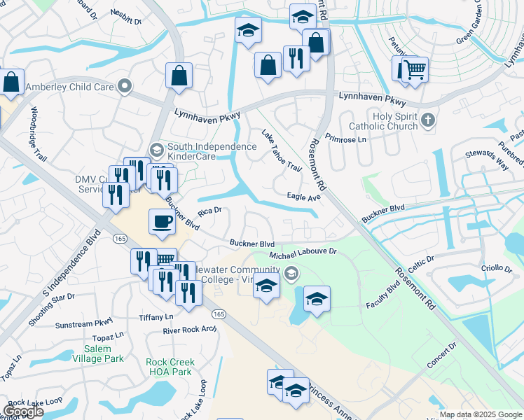map of restaurants, bars, coffee shops, grocery stores, and more near 3736 Canadian Arch in Virginia Beach