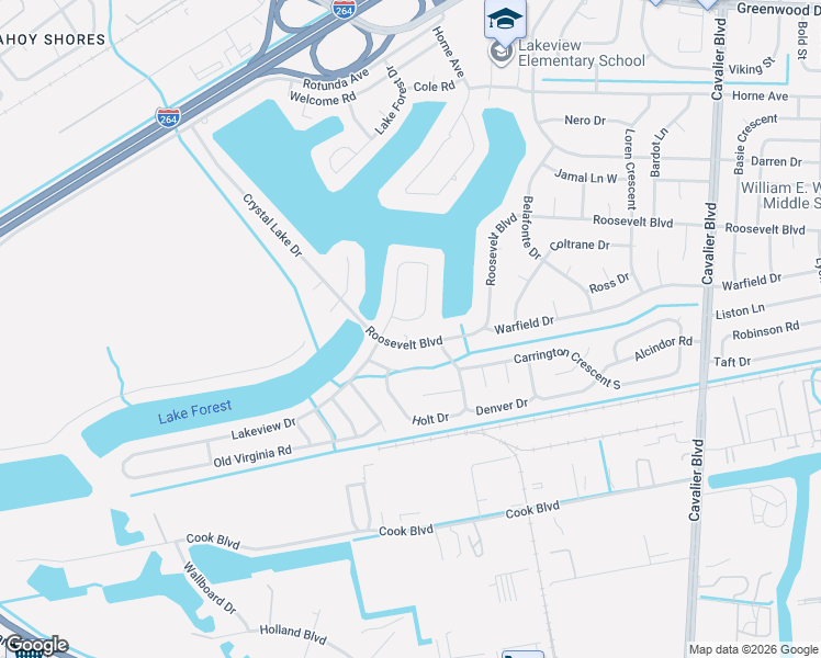map of restaurants, bars, coffee shops, grocery stores, and more near 1409 Roosevelt Boulevard in Portsmouth
