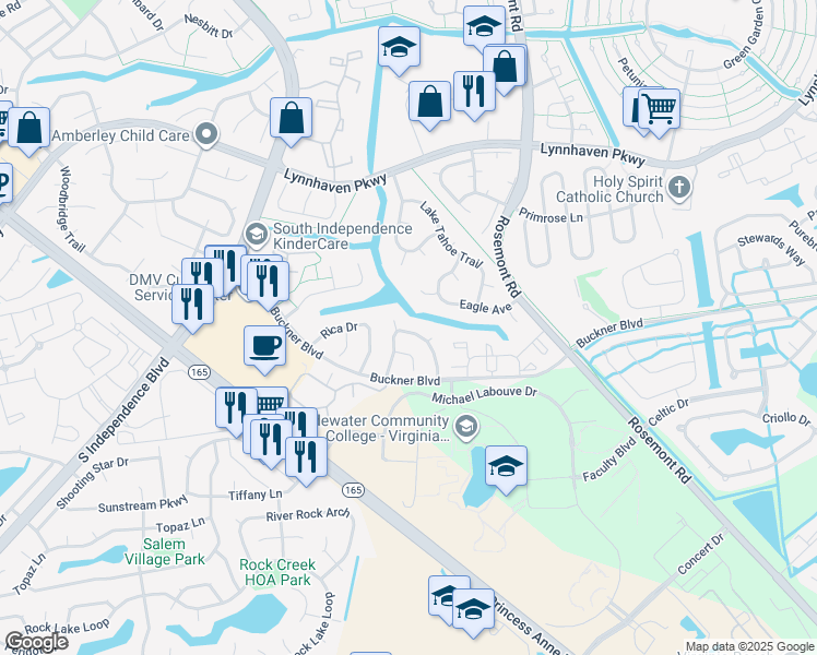 map of restaurants, bars, coffee shops, grocery stores, and more near 3748 Canadian Arch in Virginia Beach