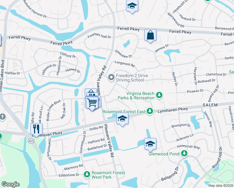 map of restaurants, bars, coffee shops, grocery stores, and more near 4816 Boxford Road in Virginia Beach