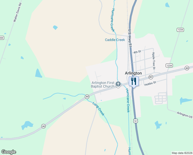 map of restaurants, bars, coffee shops, grocery stores, and more near Broadway in Arlington