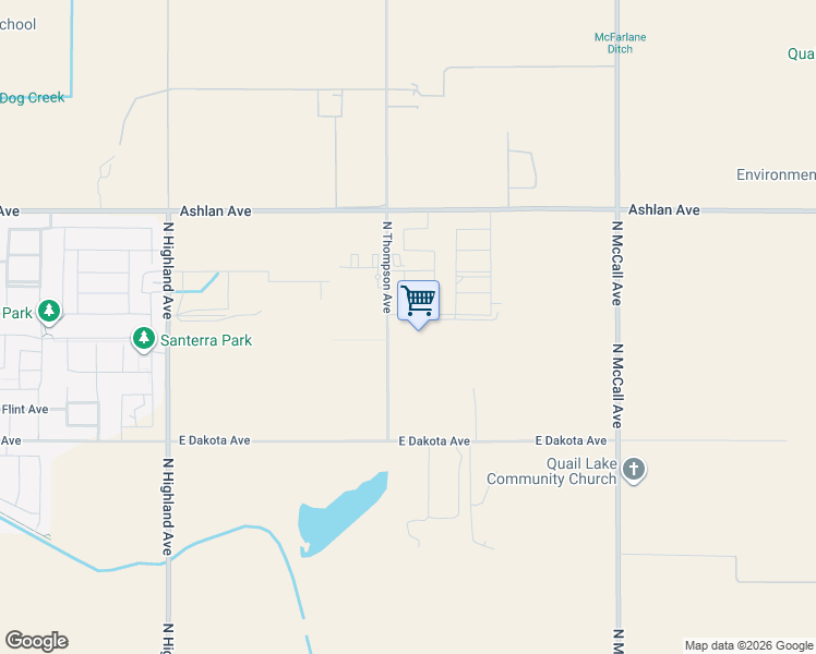 map of restaurants, bars, coffee shops, grocery stores, and more near 3740 North Thompson Avenue in Clovis