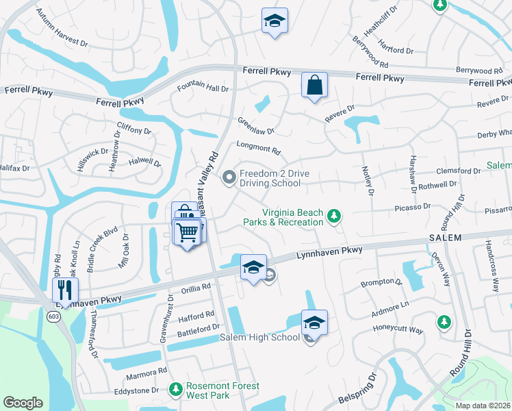 map of restaurants, bars, coffee shops, grocery stores, and more near 4816 Boxford Road in Virginia Beach