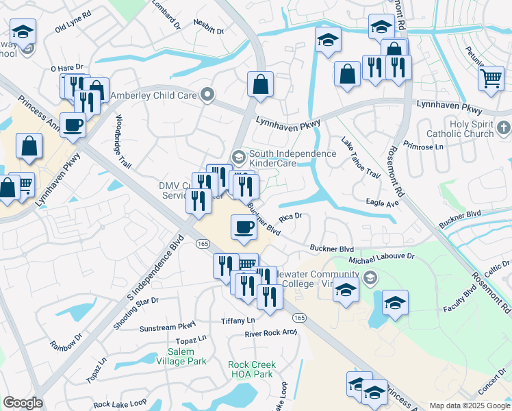 map of restaurants, bars, coffee shops, grocery stores, and more near 3942 Buchanan Drive in Virginia Beach