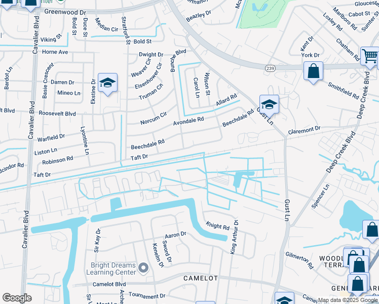 map of restaurants, bars, coffee shops, grocery stores, and more near 327 Taft Drive in Portsmouth