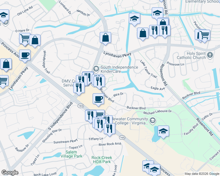 map of restaurants, bars, coffee shops, grocery stores, and more near 3907 Buchanan Drive in Virginia Beach