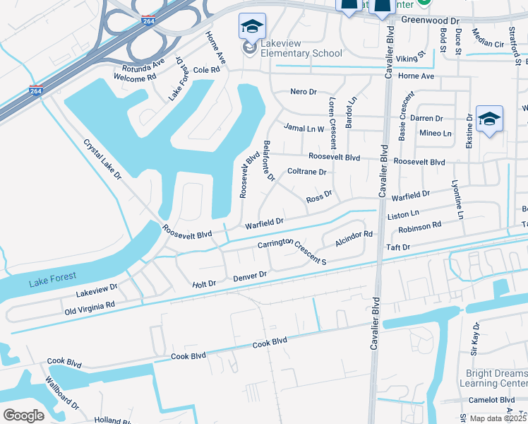 map of restaurants, bars, coffee shops, grocery stores, and more near 1315 Coltrane Drive in Portsmouth