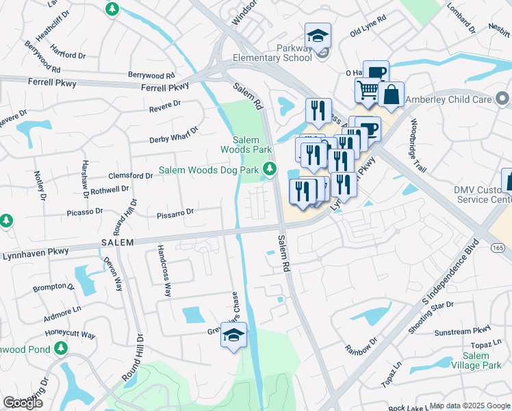 map of restaurants, bars, coffee shops, grocery stores, and more near 1561 Wynd Crest Way in Virginia Beach