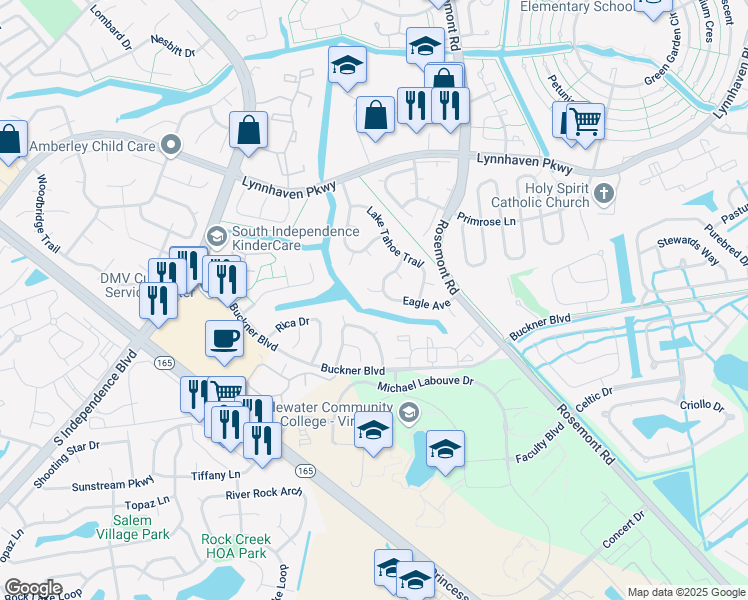 map of restaurants, bars, coffee shops, grocery stores, and more near 3705 Massanutten Court in Virginia Beach