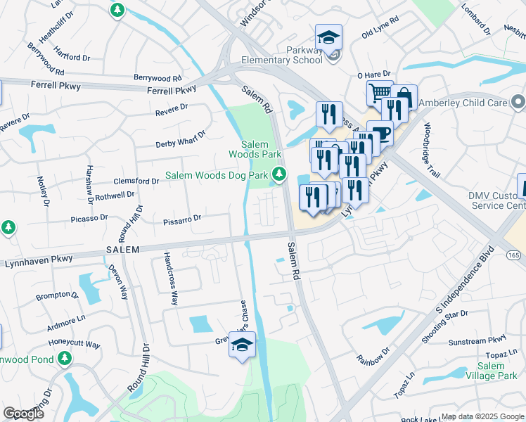 map of restaurants, bars, coffee shops, grocery stores, and more near 1561 Wynd Crest Way in Virginia Beach