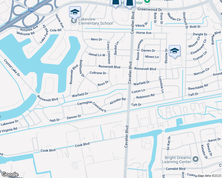 map of restaurants, bars, coffee shops, grocery stores, and more near 1203 Warfield Dr in Portsmouth