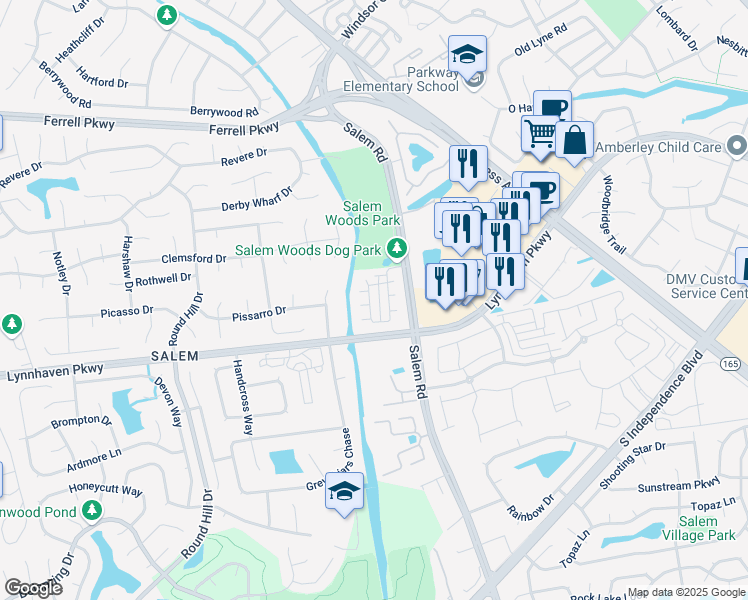 map of restaurants, bars, coffee shops, grocery stores, and more near 1561 Wynd Crest Way in Virginia Beach
