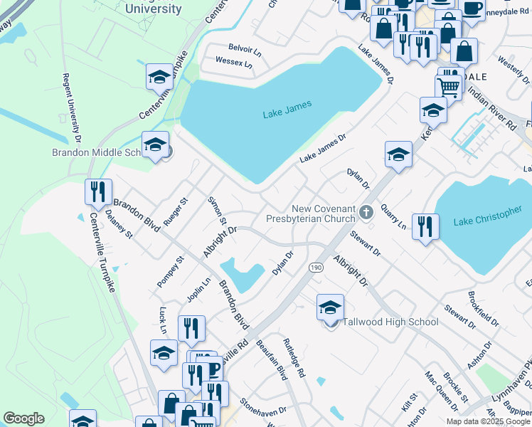 map of restaurants, bars, coffee shops, grocery stores, and more near 5700 Hendrix Drive in Virginia Beach